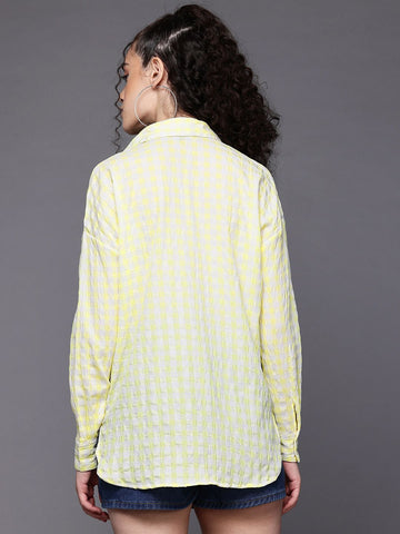 Freehand Women Regular Fit Textured Casual Long Shirt