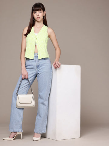 Women's Fitted Textured Cinched Waist Top