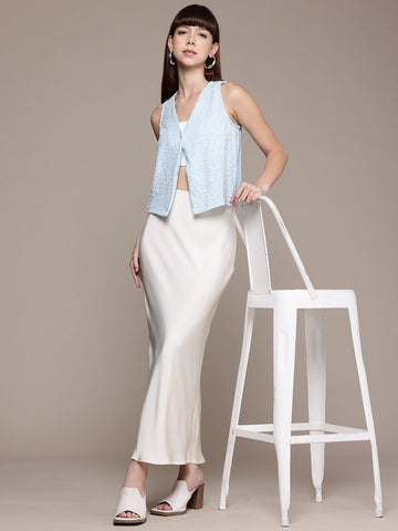 Women's Fitted Textured Cinched Waist Top