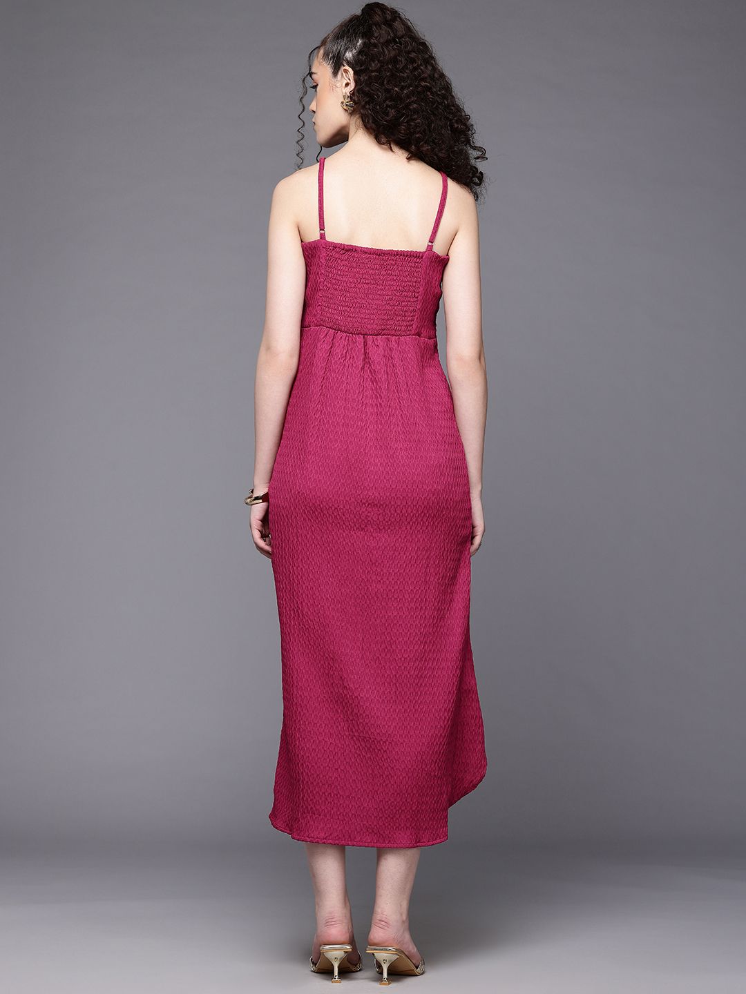 Freehand Women Fitted Textured Gathered Dress