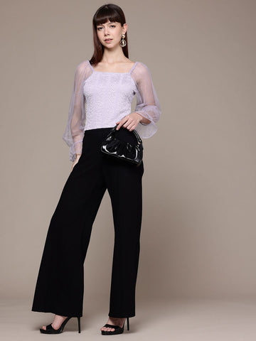 Women's Regular Fit Textured Ballon Top