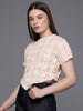 Freehand Peach Women's Fitted Textured Asymmetric Top