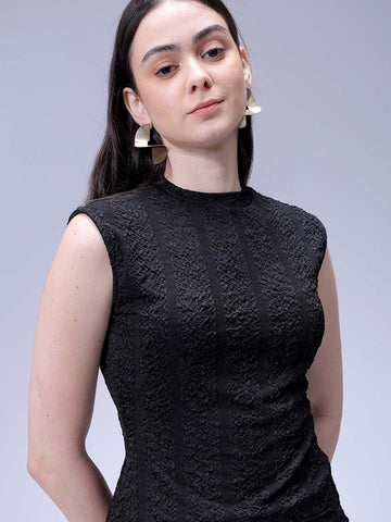 Women's Black Regular Fit Casual Top