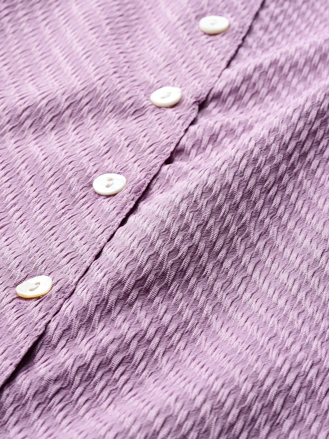 Freehand Women Flare Textured Button Down Dress