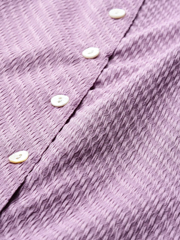 Freehand Women Flare Textured Button Down Dress