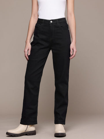 Women's Black Straight Fit Casual Jeans