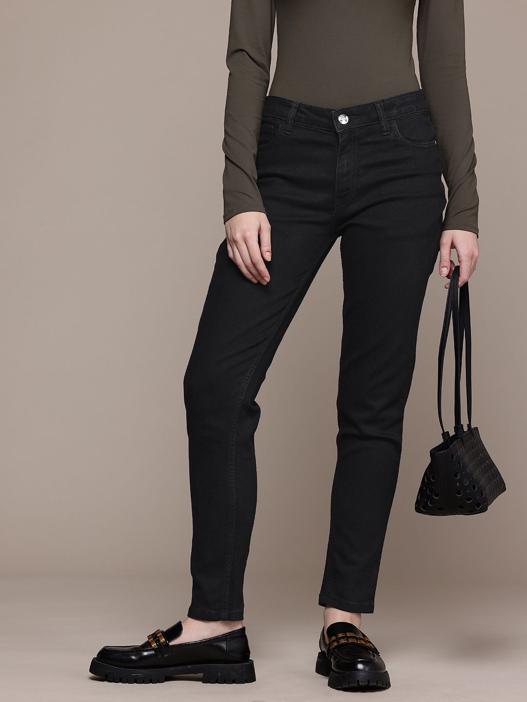 Women's Black Slim Fit Casual Jeans