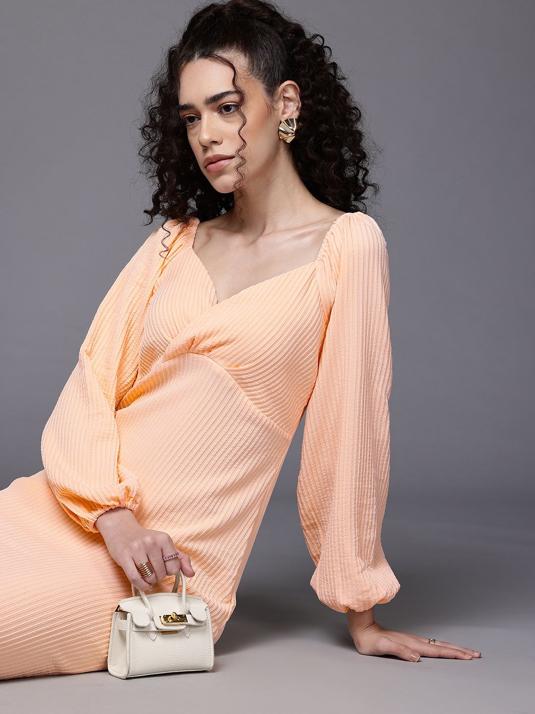 Freehand Women Fitted Textured Midi Dress