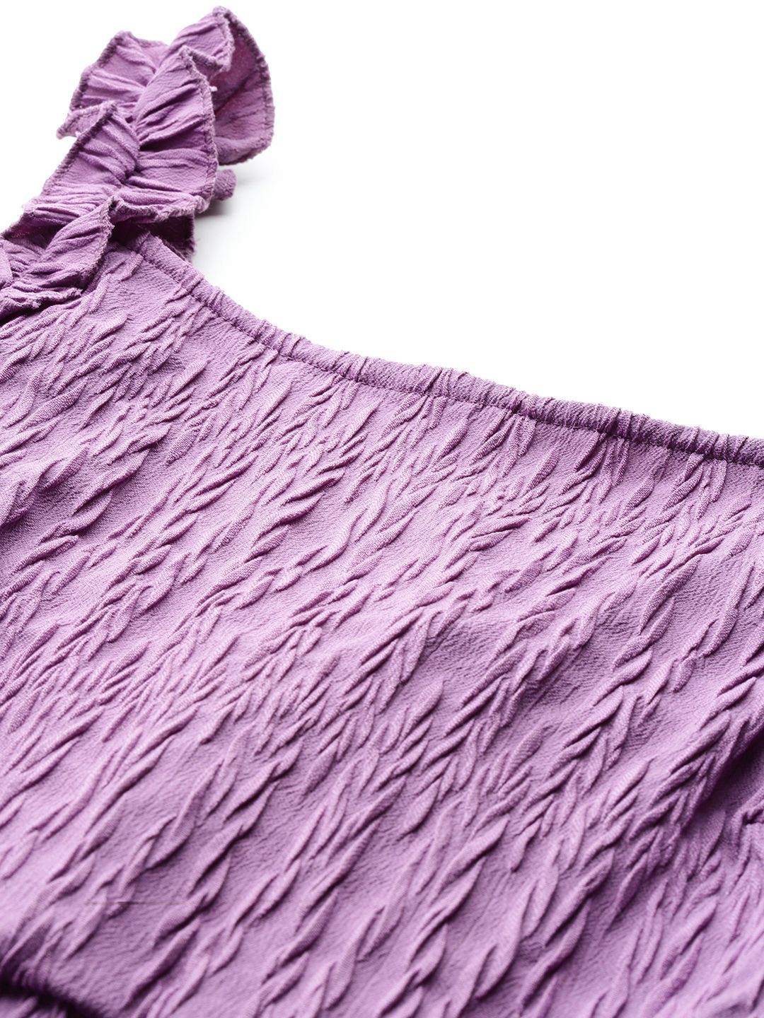 Freehand Women Fit And Flare Textured Ruffle Dress