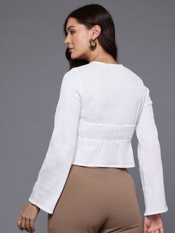 Women's Regular Fit Textured Cinched Waist Top