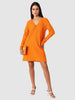 Women Regular Fit Orange Long Sleeves Dress