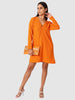 Women Regular Fit Orange Long Sleeves Dress