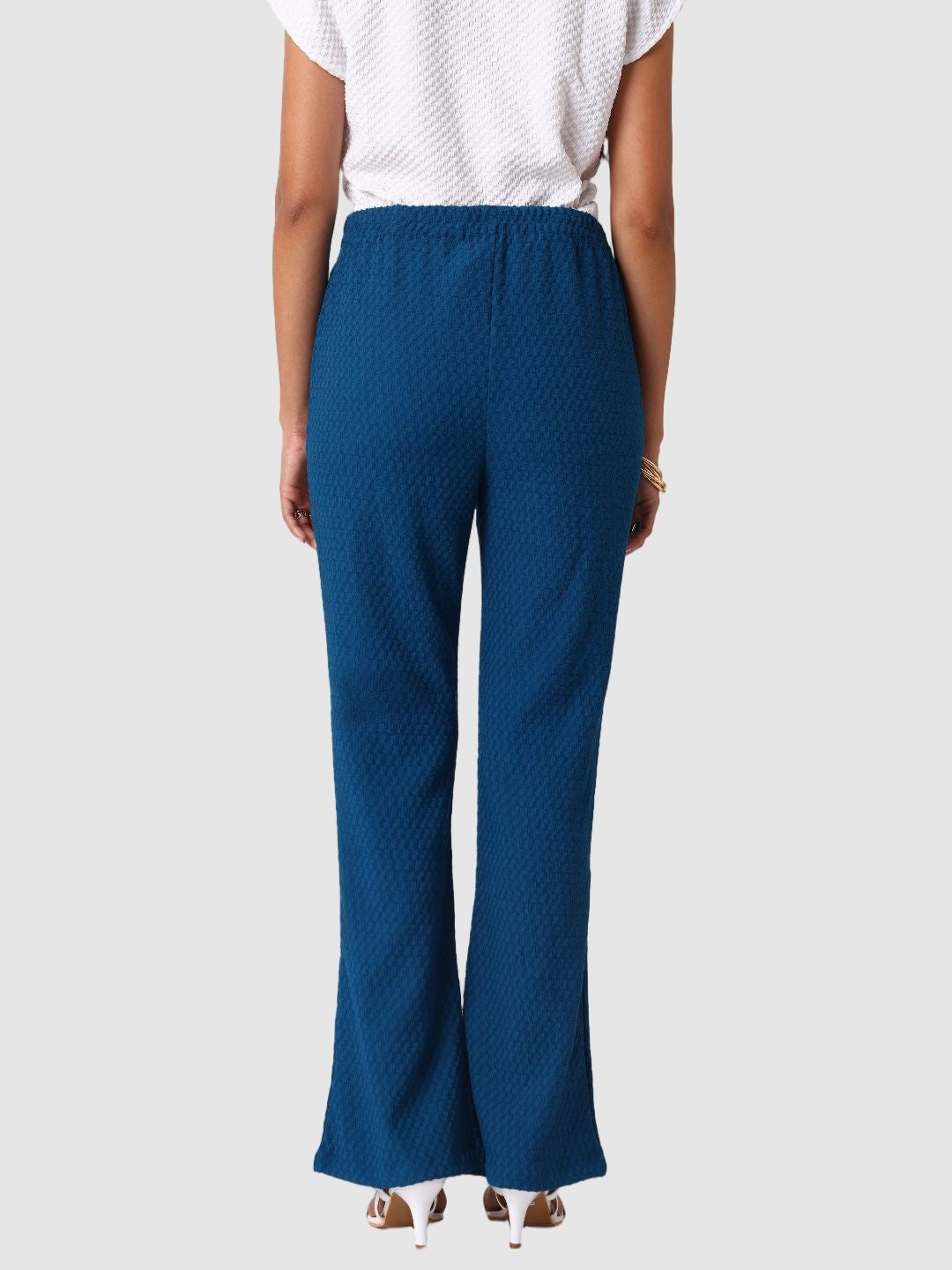 Women Blue Regular Fit Casual Trousers
