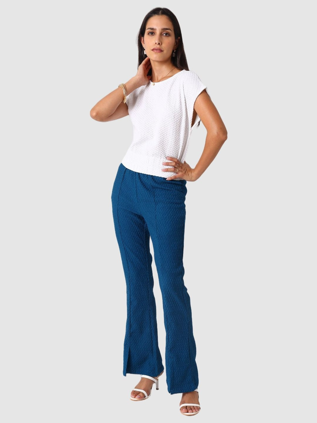 Women Blue Regular Fit Casual Trousers
