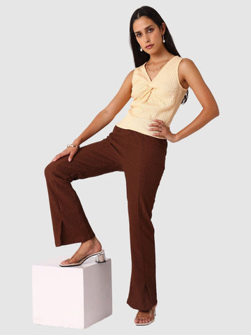 Women Brown Regular Fit Casual Trousers