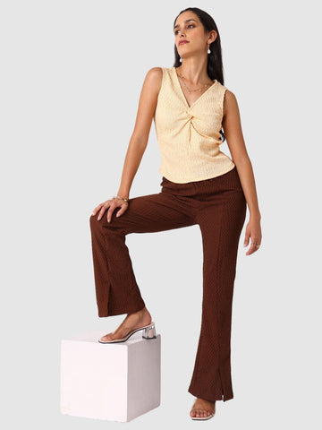 Women Brown Regular Fit Casual Trousers