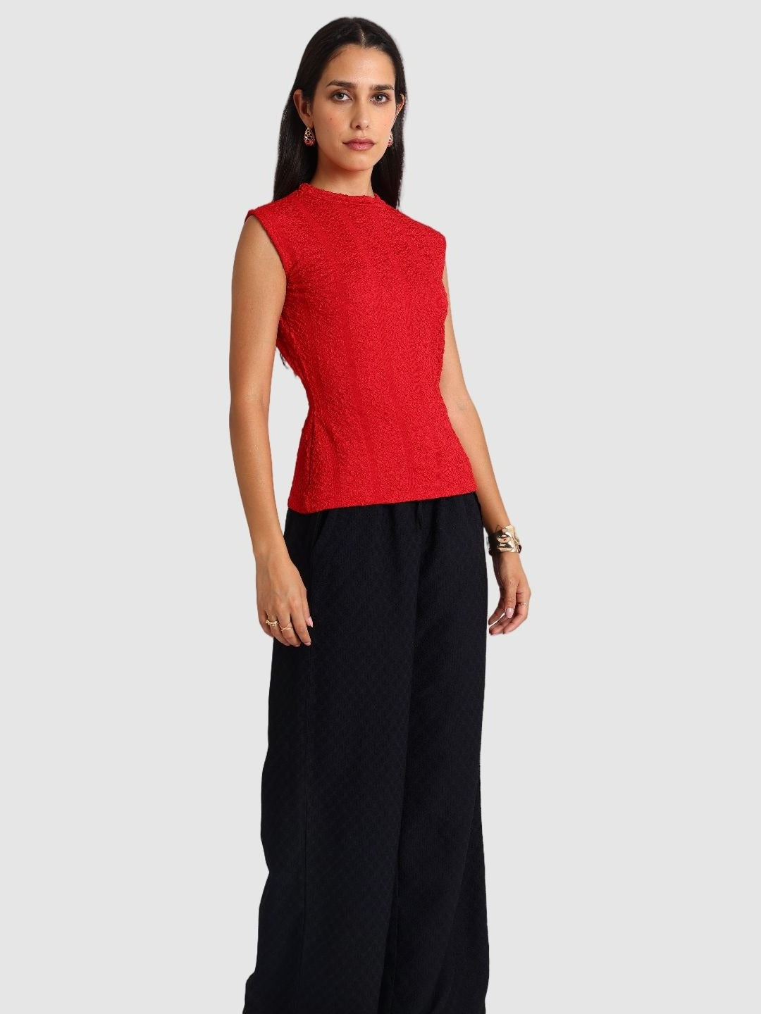 Women's Red Regular Fit Casual Top