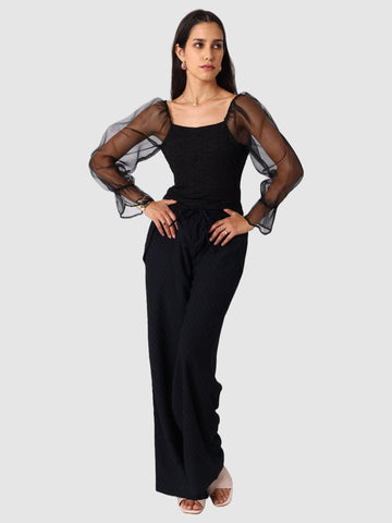 Women's Black Regular Fit Casual Top