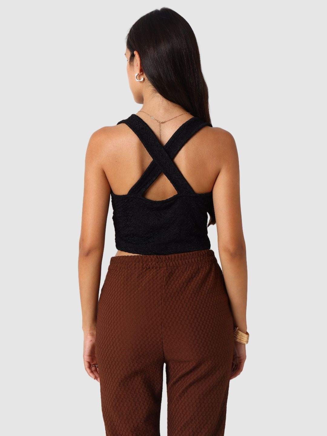 Women's Black Regular Fit Casual Top