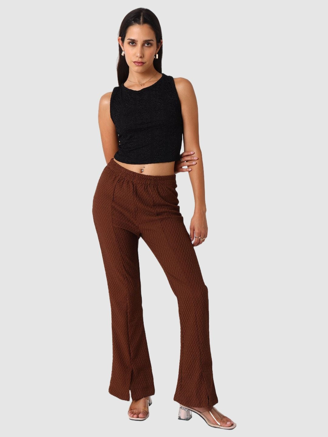 Women's Black Regular Fit Casual Top