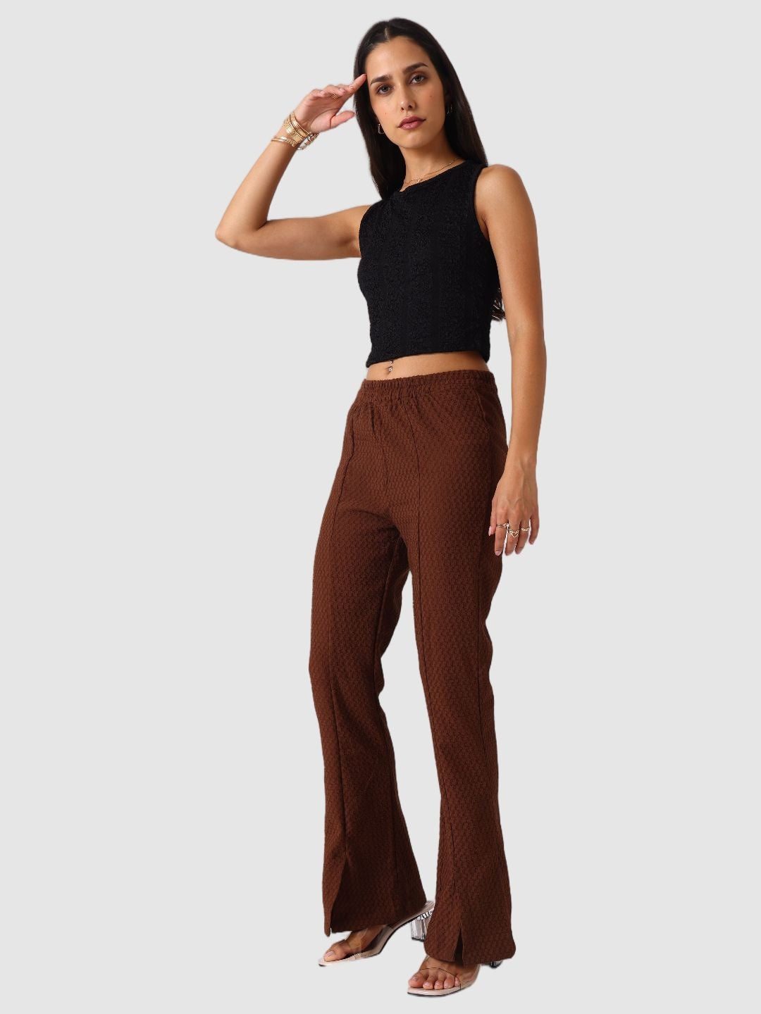 Women's Black Regular Fit Casual Top