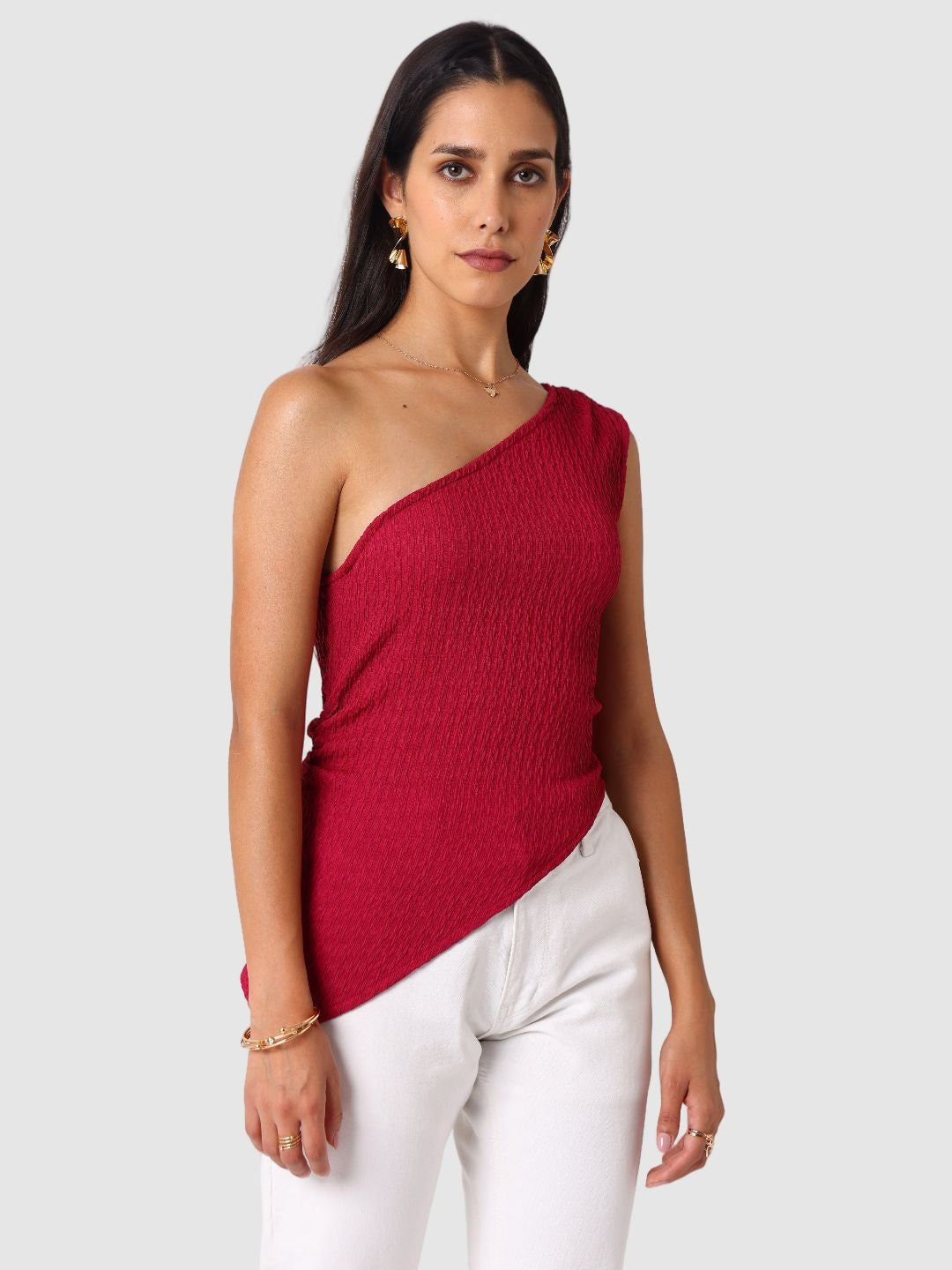 Women's Red Regular Fit Casual Top