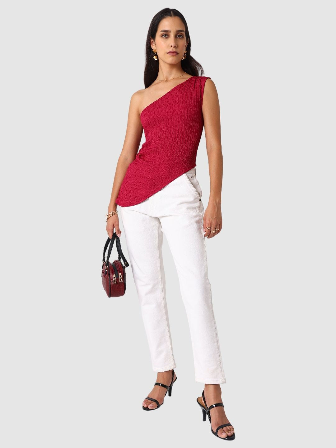 Women's Red Regular Fit Casual Top