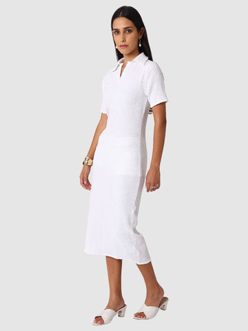 Women Regular Fit White Half Sleeves Dress