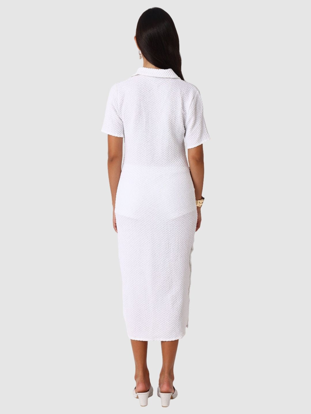 Women Regular Fit White Half Sleeves Dress