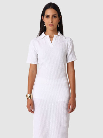 Women Regular Fit White Half Sleeves Dress