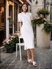 Women Regular Fit White Half Sleeves Dress