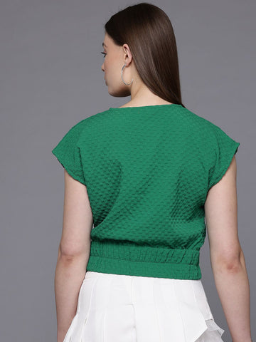 Women's Regular Fit Textured Cinched Waist Top