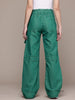Women's Green Wide Leg Fit Utility Jeans