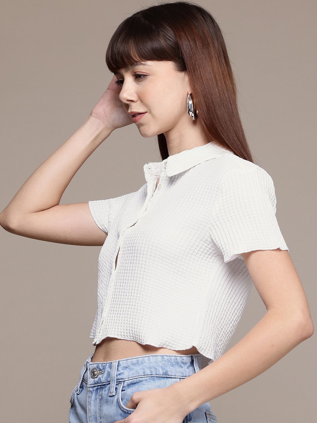 Freehand Women Regular Fit Textured Casual Shirt