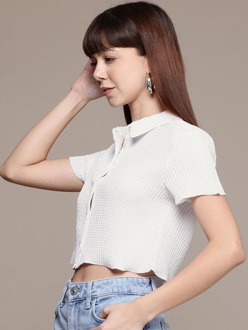 Freehand Women Regular Fit Textured Casual Shirt