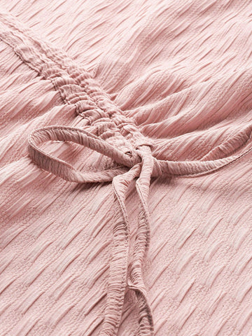 Freehand Pink Women's Relaxed Fit Textured Ruched Top