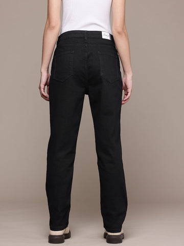 Women's Black Straight Fit Casual Jeans