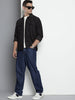Men's Black Regular Fit Solid Textured Shirt