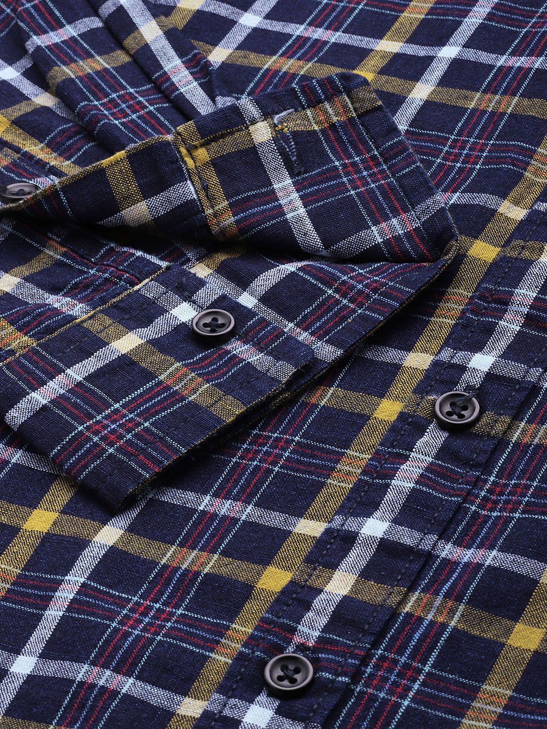Men's Blue Slim Fit Checked Casual Shirt