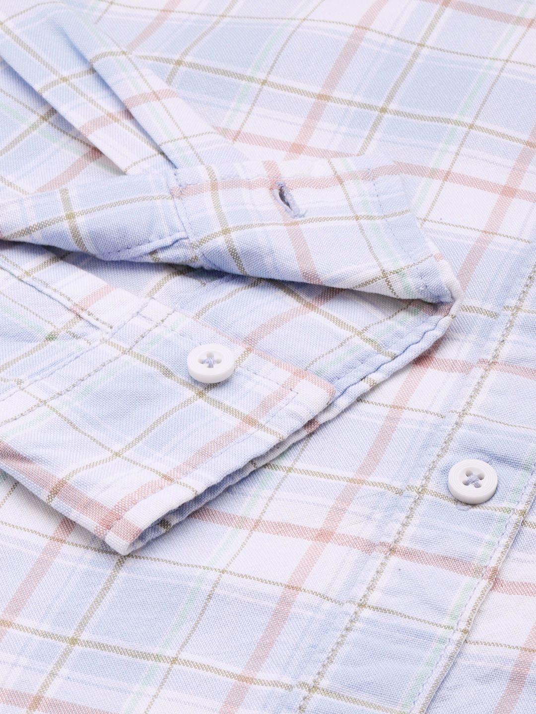 Men's Blue Slim Fit Checked Casual Shirt