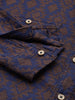 Men's Navy Blue Relaxed Fit Textured Casual Shirt