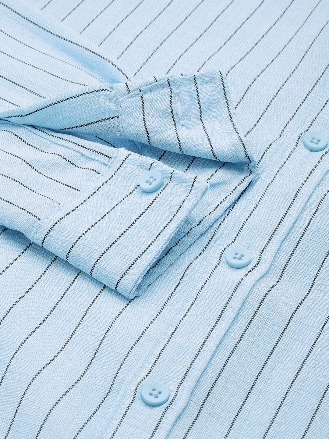 Men's Blue Slim Fit Striped Casual Shirt