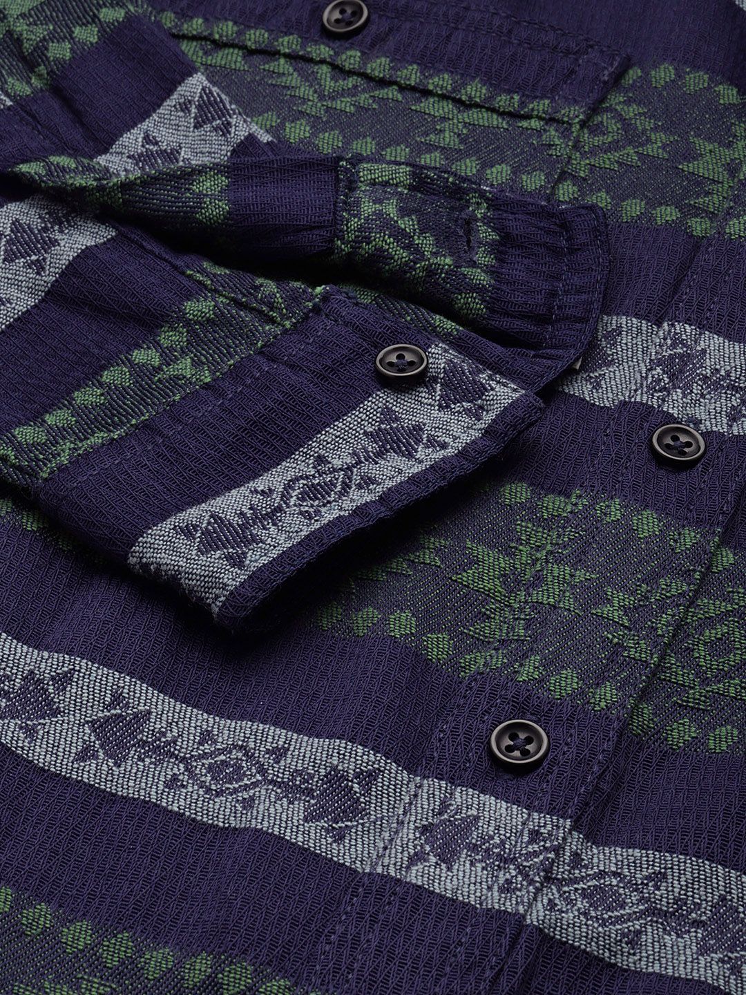 Men's Blue Relaxed Fit Printed Resort Wear Shirt
