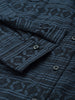 Men's Blue Relaxed Fit Textured Casual Shirt