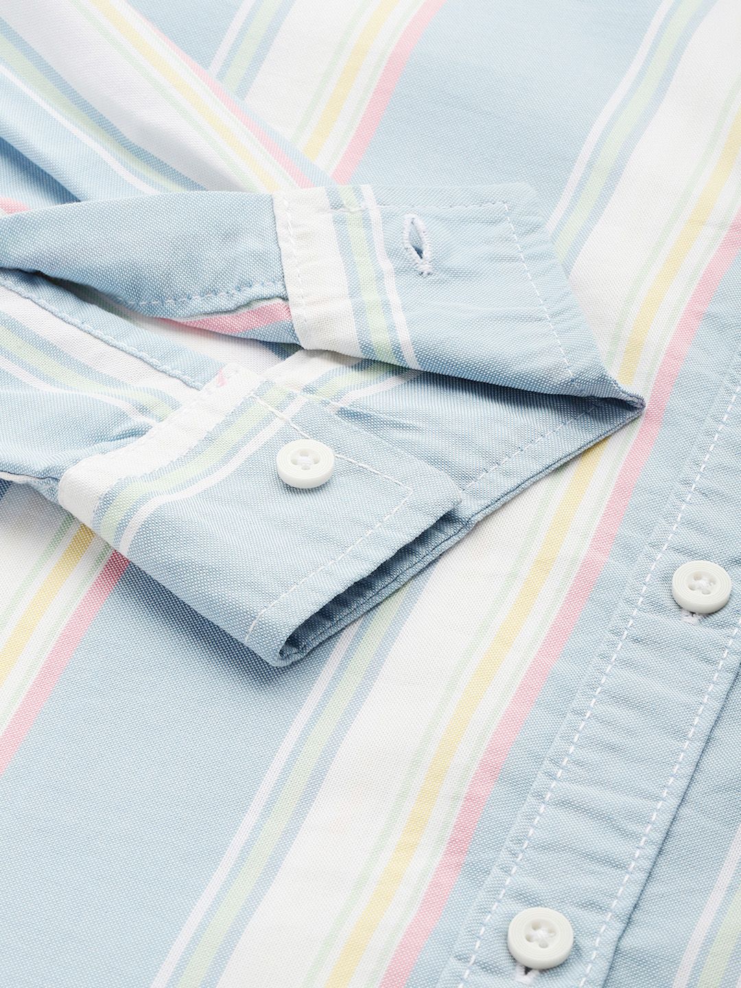 Men's Blue Slim Fit Striped Striped Shirt