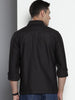 Men's Black Regular Fit Solid Textured Shirt