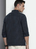 Men's Blue Regular Fit Textured Casual Shirt