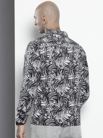 Men's Black Regular Fit Printed Casual Shirt