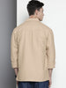 Men's Cream Regular Fit Solid Textured Shirt