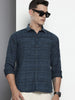 Men's Blue Relaxed Fit Textured Casual Shirt